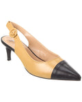 French Sole Skylar Leather Slingback Pump Beige