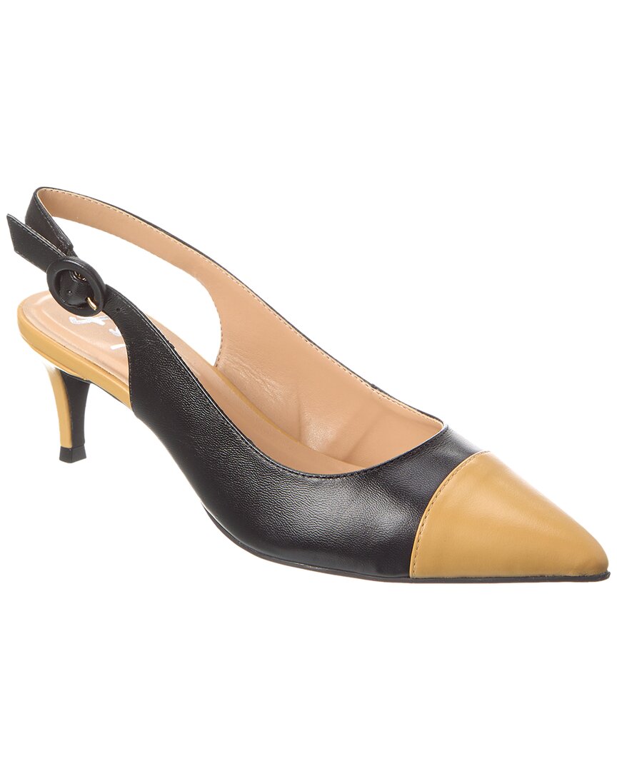 French Sole Skylar Leather Slingback Pump Black