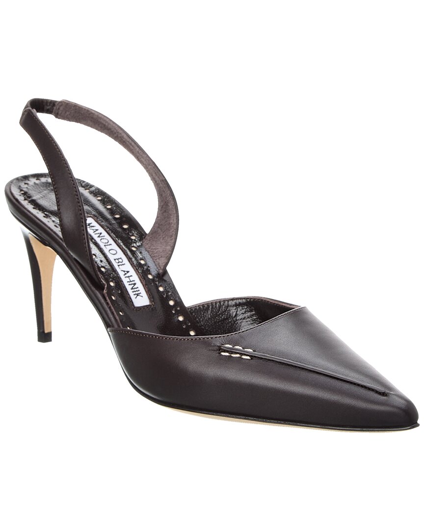 Manolo Blahnik Homerasli 70 Leather Slingback Pump Black