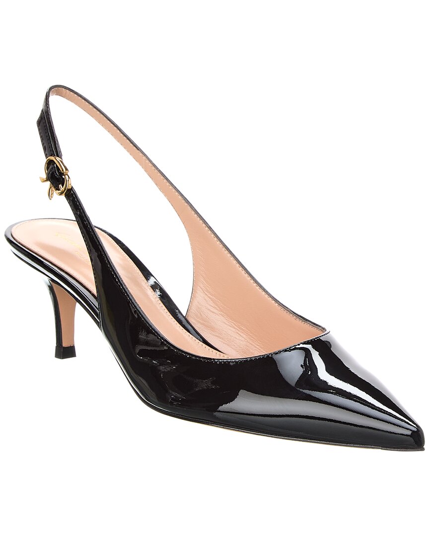 Gianvito Rossi Ribbon Sling 55 Patent Slingback Pump Black 36.5