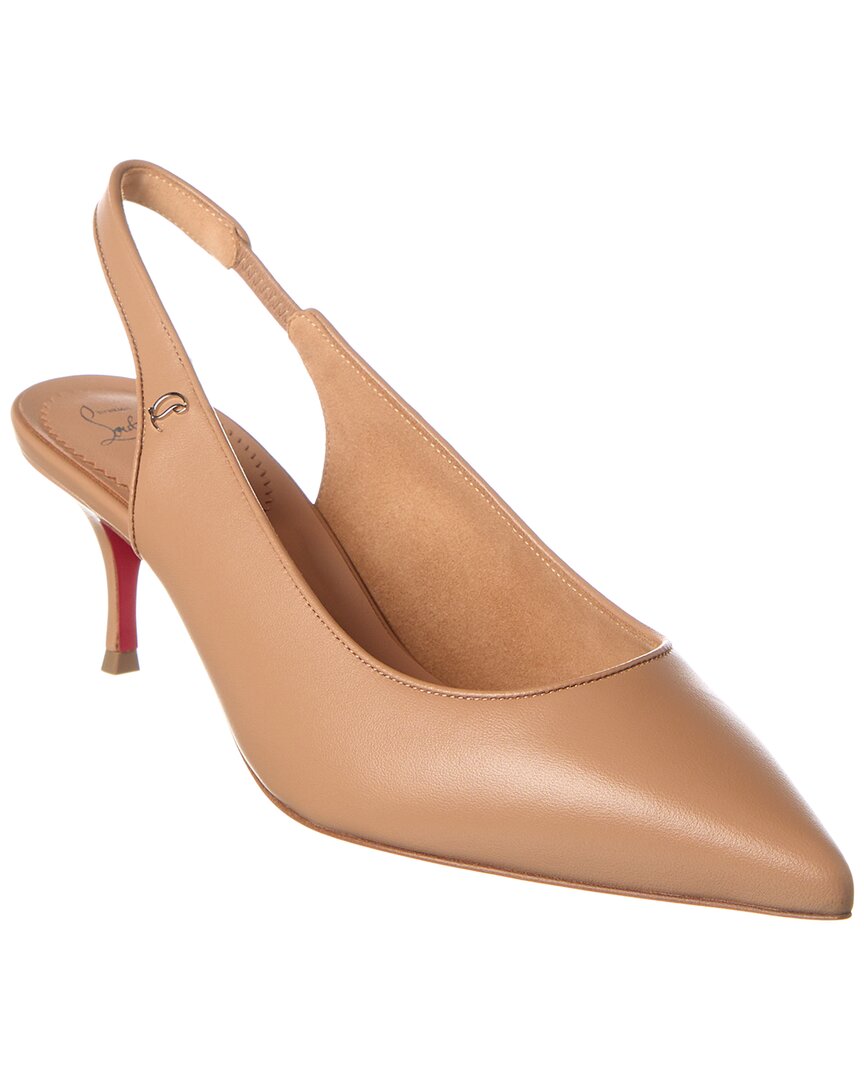 Christian Louboutin Sporty Kate 55 Leather Slingback Pump Beige