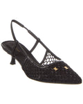 Ferragamo Vara Chain Mesh & Leather Slingback Pump