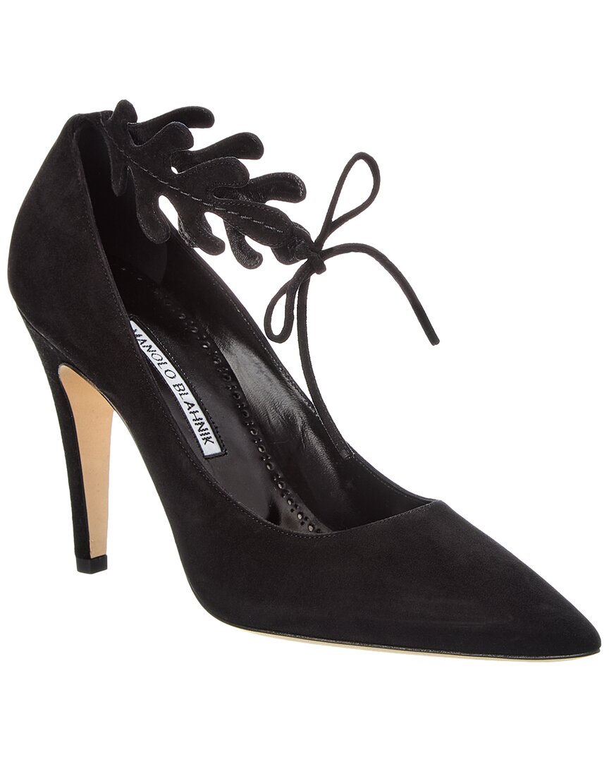 Manolo Blahnik Florettehi 105 Suede Pump Black