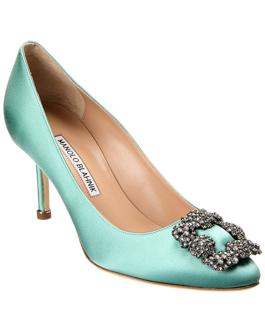 Manolo Blahnik Hangisi 90 Satin Pump Green