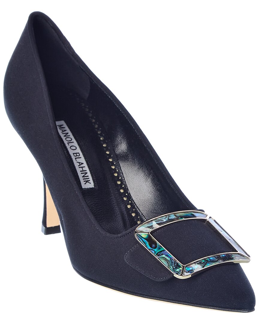 Manolo Blahnik Maysale 90 Silk Pump Black 36.5