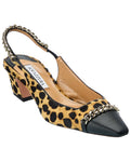 Aquazzura Nikki Cavallino 50 Haircalf Slingback Pump Brown Multi 36