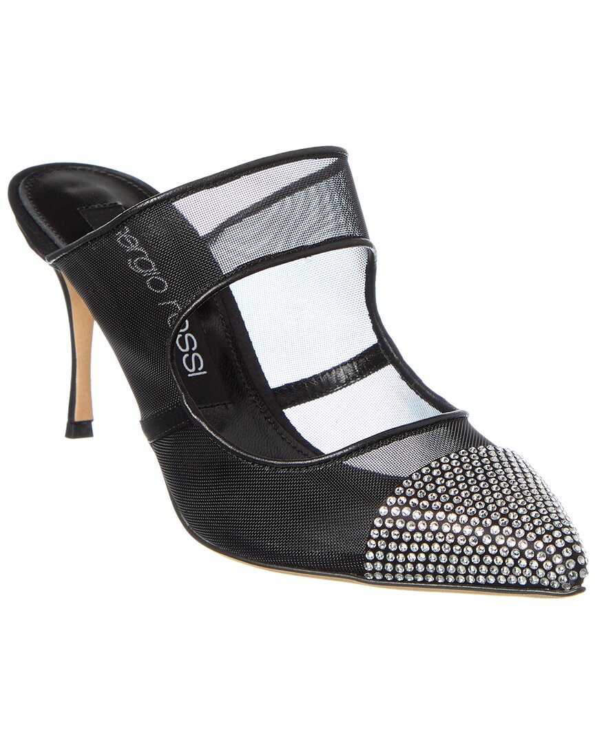 Sergio Rossi Satin & Mesh Pump Black 38.5