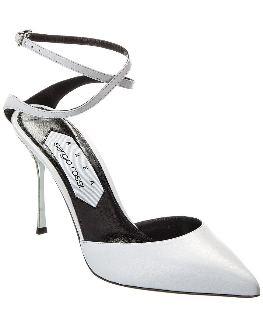 Sergio Rossi Satin Ankle Wrap Pump White