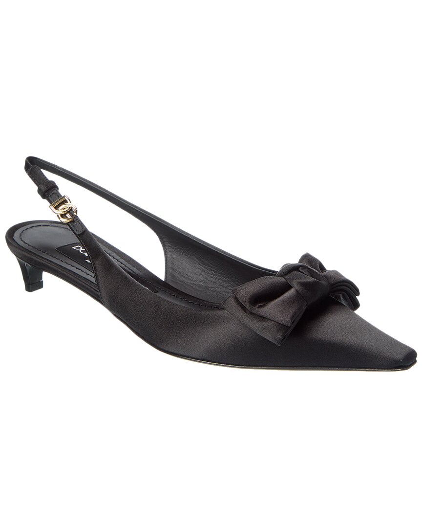 Dolce & Gabbana Dg Logo Satin Slingback Pump Black