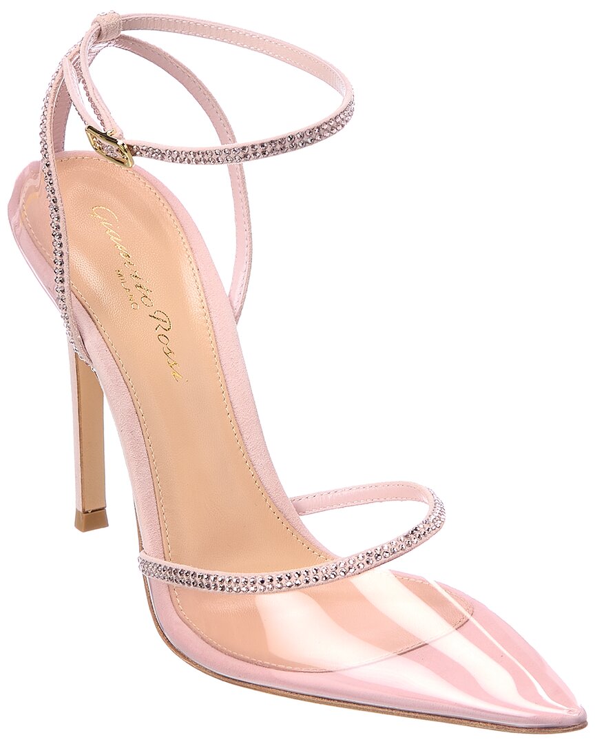 Gianvito Rossi Crystal Sabin 105 Plexi & Suede Pump Pink 38.5