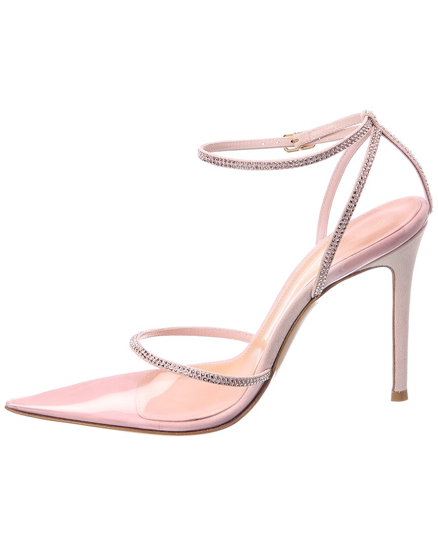 Gianvito Rossi Crystal Sabin 105 Plexi & Suede Pump