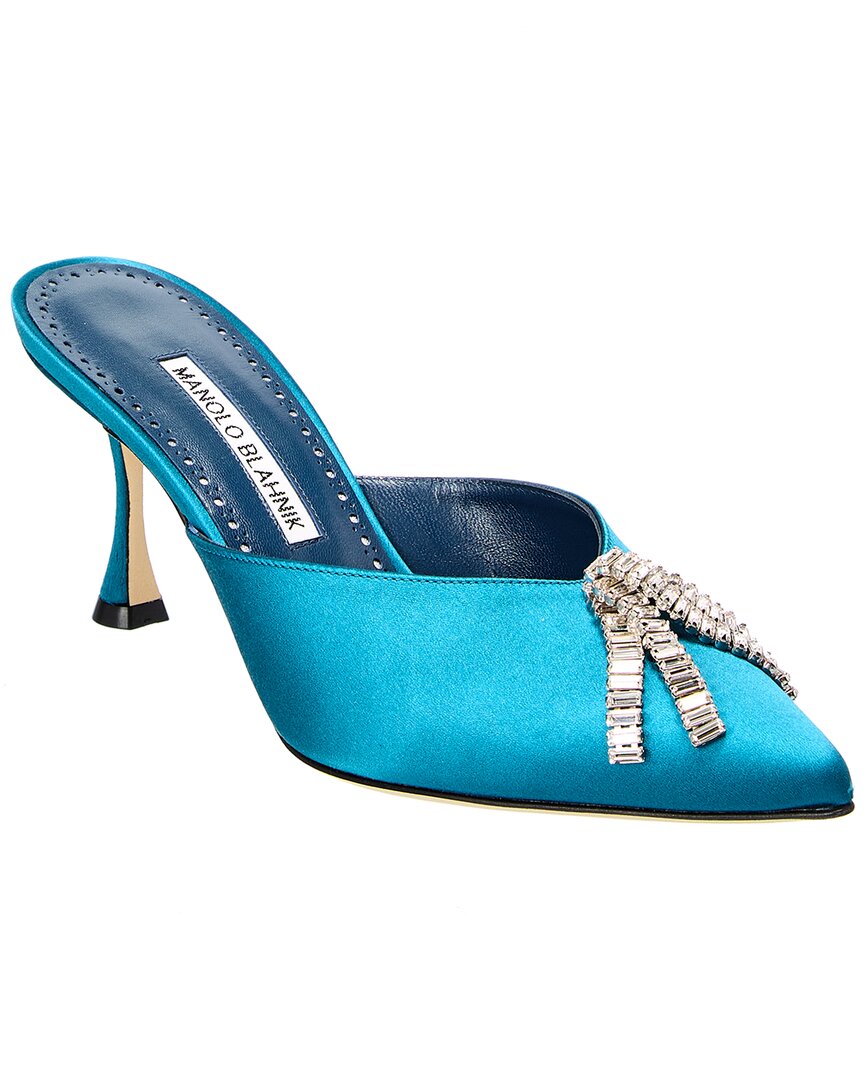 Manolo Blahnik Bambimu 70 Satin Pump Blue 36