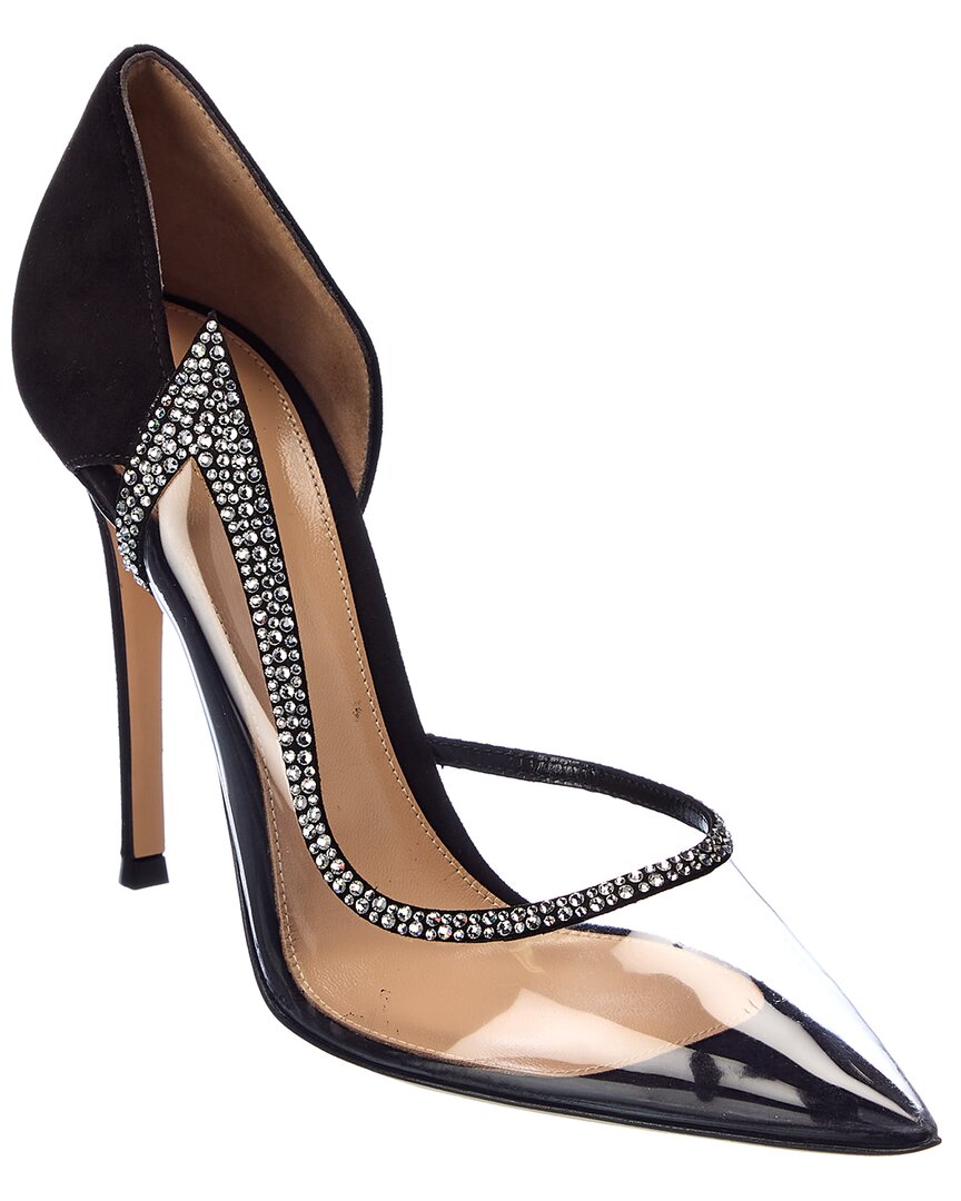 Gianvito Rossi Leif 105 Suede & Vinyl Pump Black