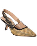 Dior J'adior Straw & Leather Slingback Pump