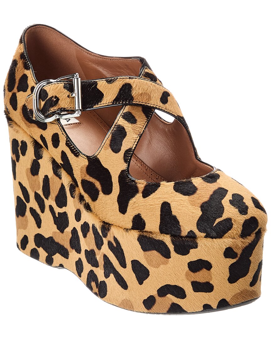 Alaïa Criss Cross Haircalf Wedge Pump