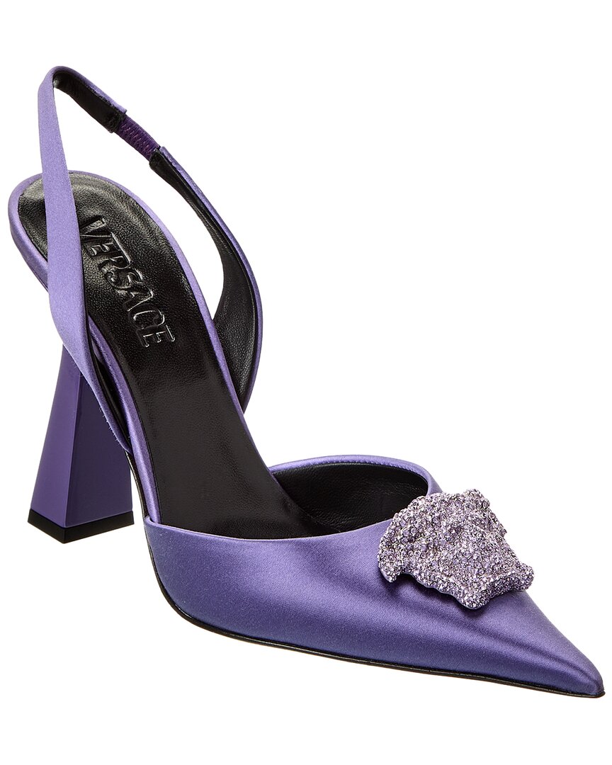 Versace La Medusa Satin Slingback Pump Purple 37