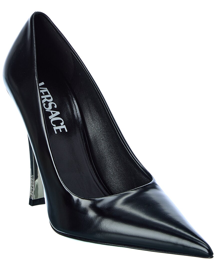 Versace Pin Point Leather Pump Black 37