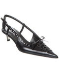 Versace Laced Pin-Point Leather Slingback Pump Black