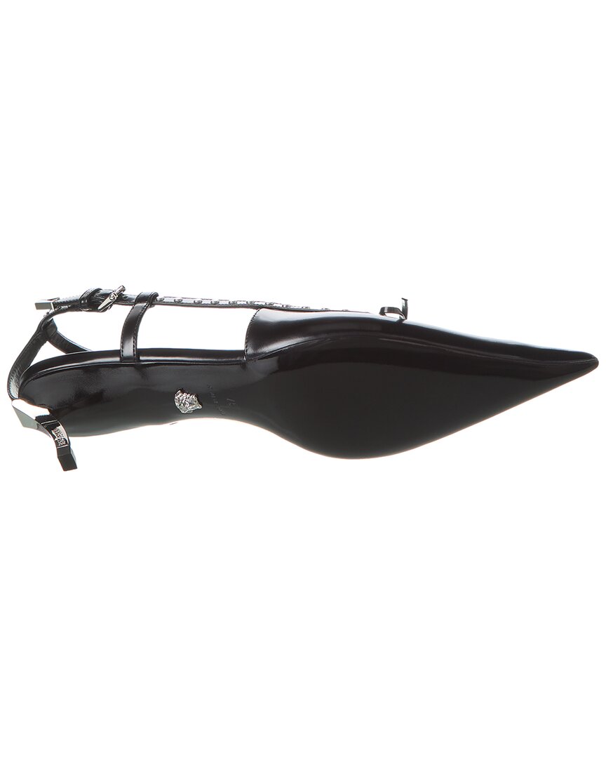 Versace Laced Pin-Point Leather Slingback Pump