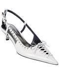 Versace Laced Pin-Point Leather Slingback Pump White