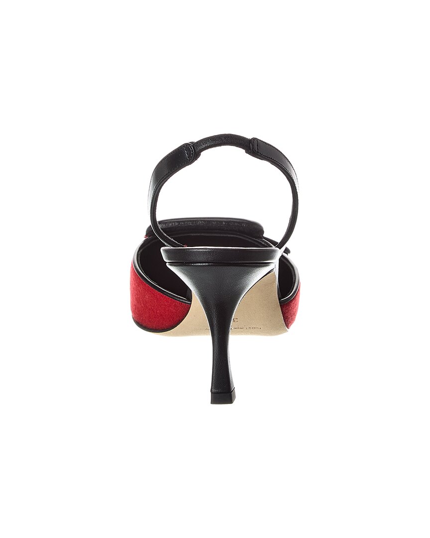 Manolo Blahnik Mayslibi 70 Wool & Leather Slingback Pump