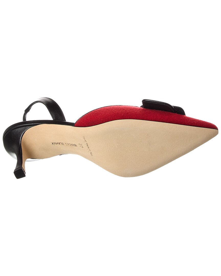 Manolo Blahnik Mayslibi 70 Wool & Leather Slingback Pump