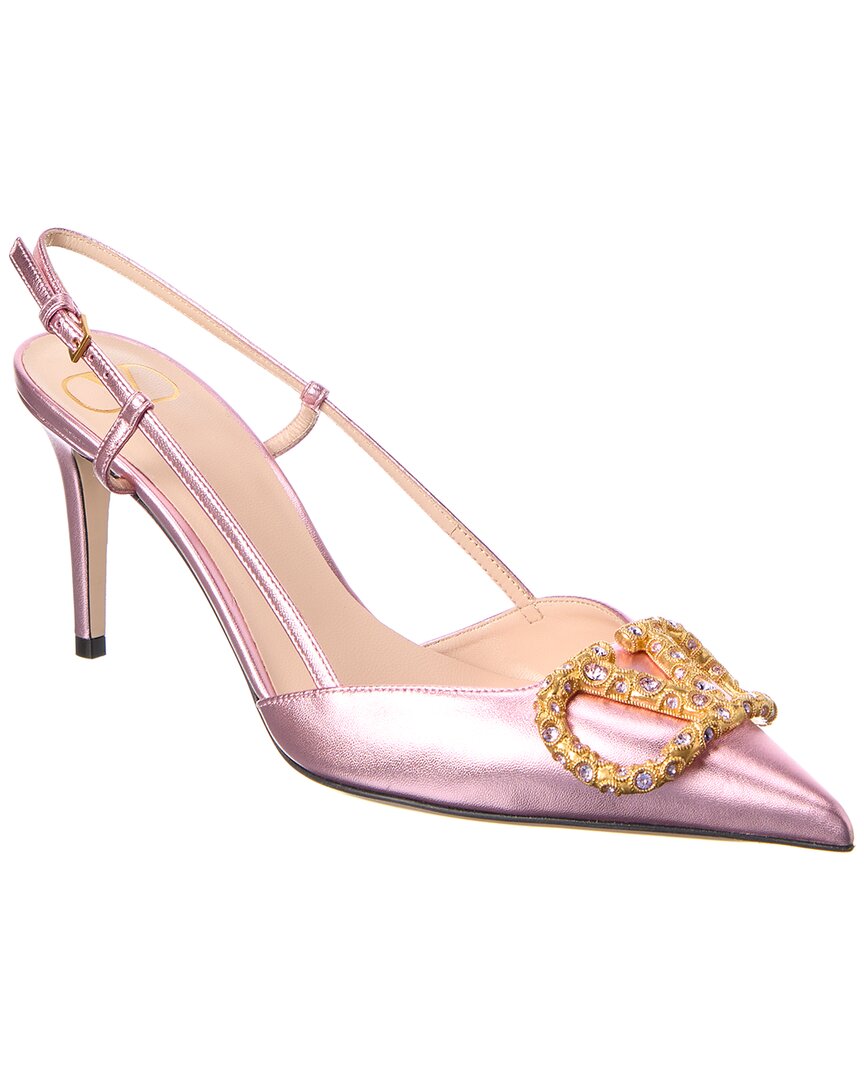Valentino Vlogo Signature 80 Leather Slingback Pump