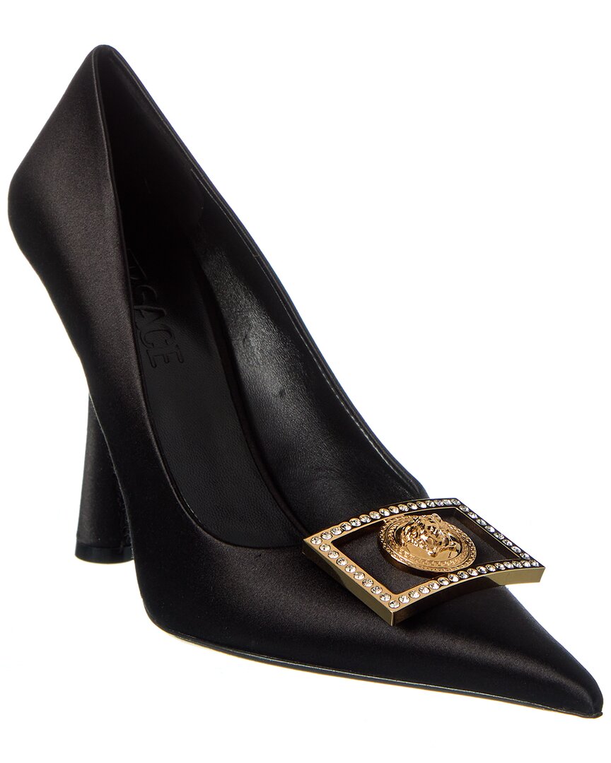 Versace Medusa Plaque Satin Pump Black