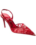 Christian Louboutin Kate Max O Sling 85 Lace & Leather Slingback Pump