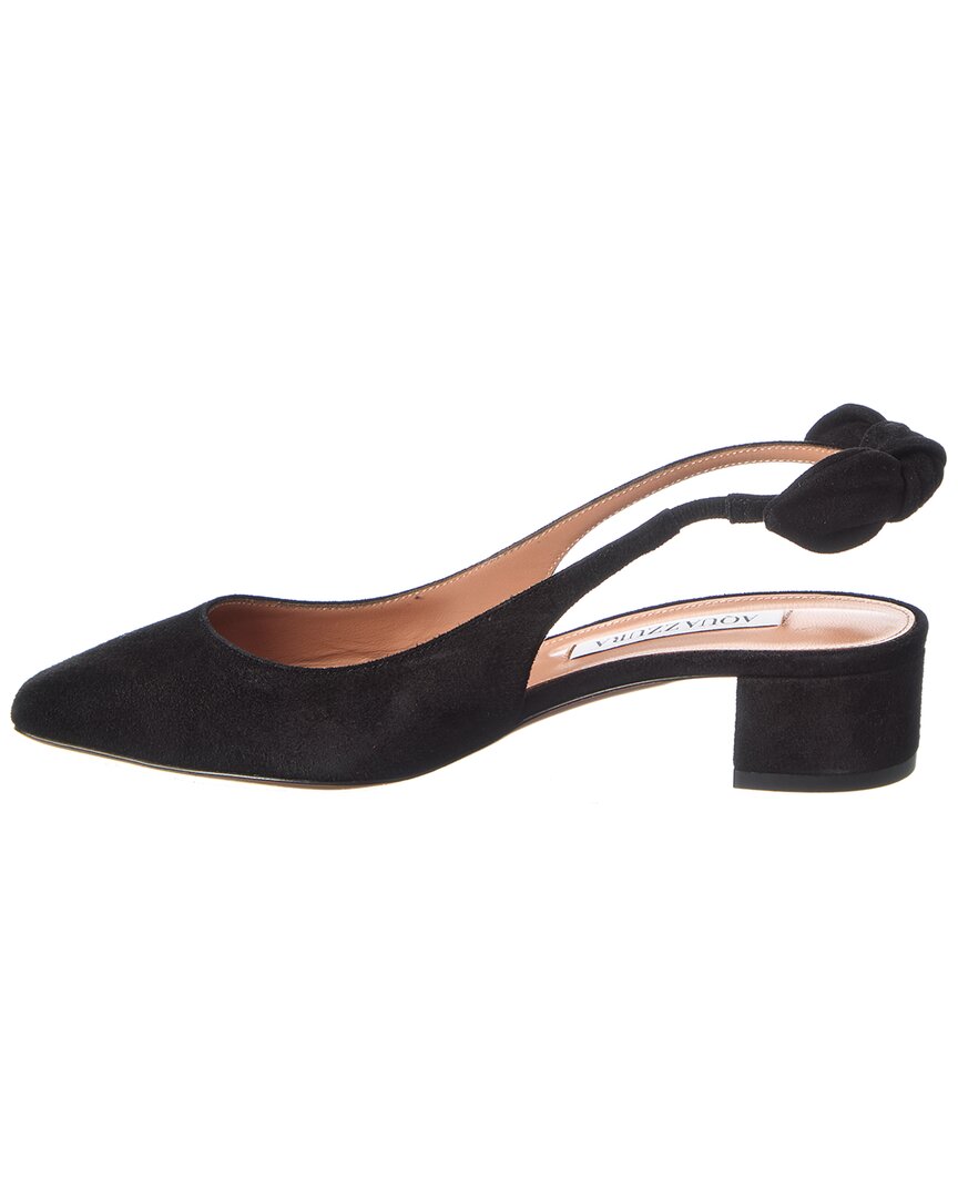 Aquazzura Very Bow Suede Slingback Pump