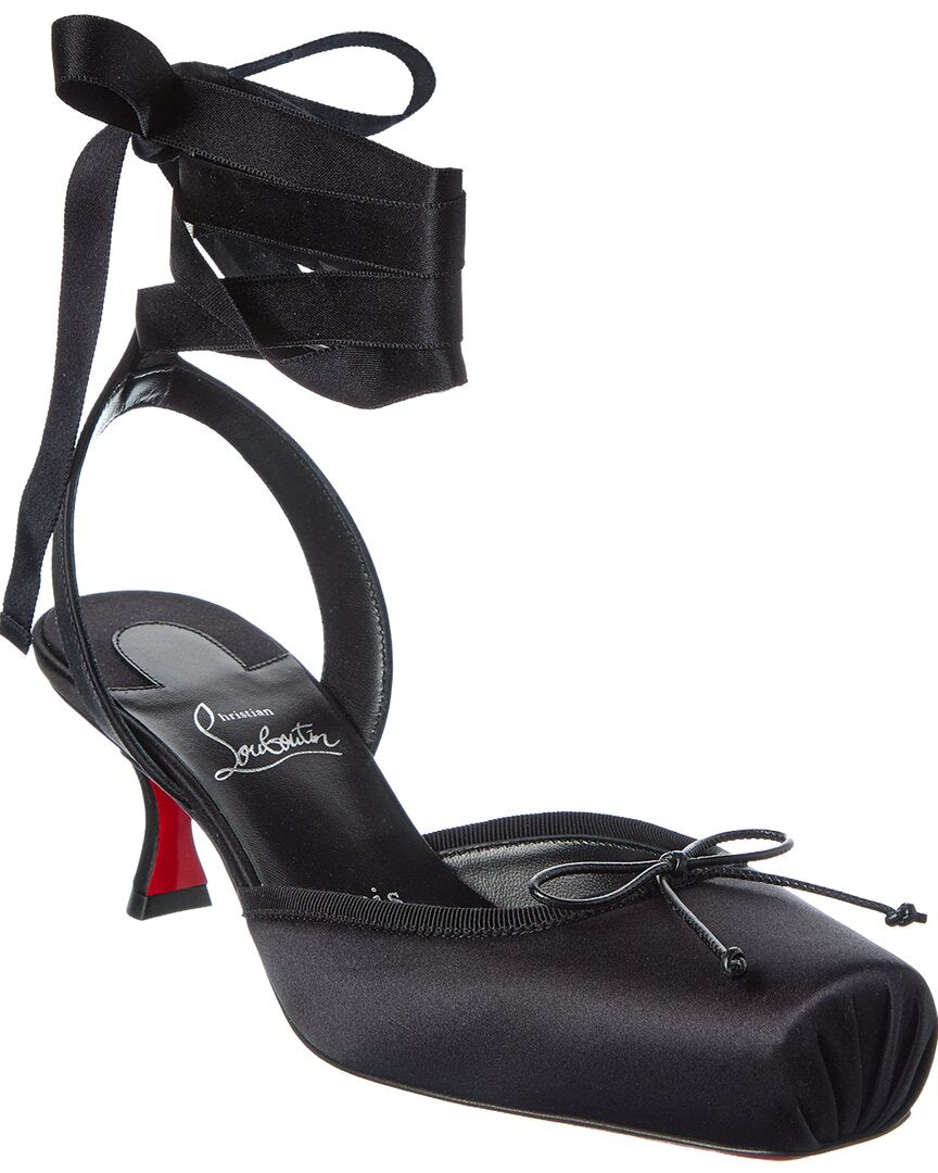 Christian Louboutin Cassia Lace-Up 55 Satin Slingback Pump