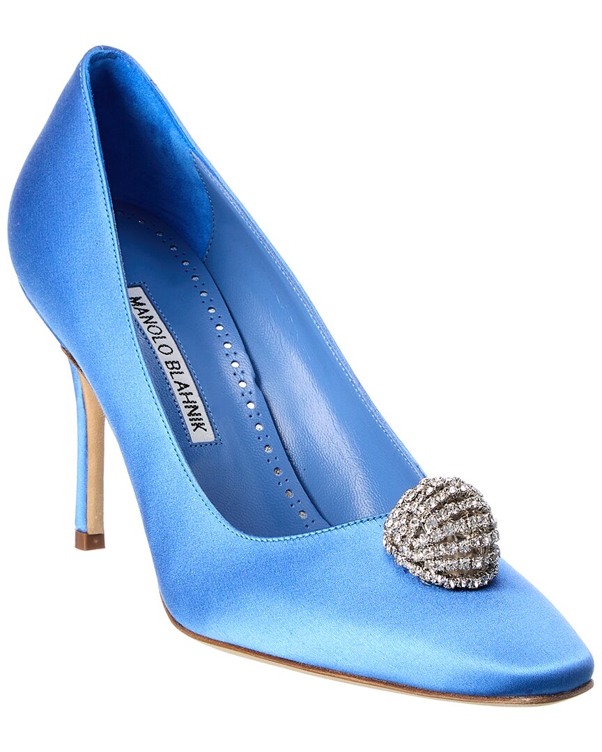 Manolo Blahnik Elbolita 90 Satin Pump Blue