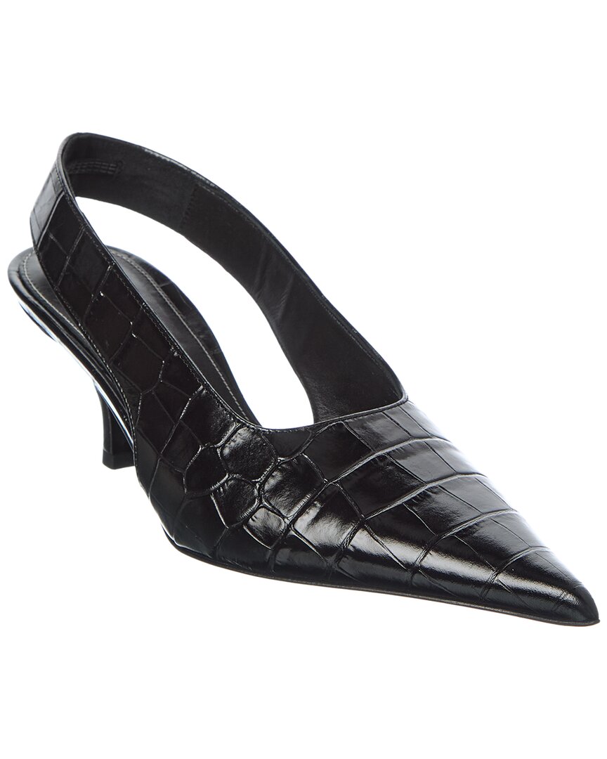 Toteme Classic Croc-Embossed Leather Slingback Pump