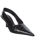 Toteme Classic Croc-Embossed Leather Slingback Pump