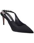 Aquazzura Love Link 75 Grosgrain Slingback Pump Black