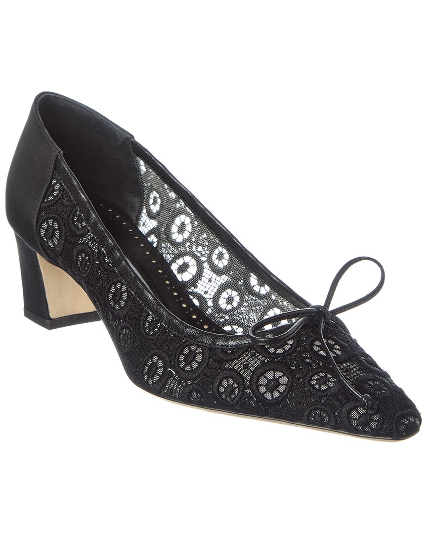 Manolo Blahnik Martebal 50 Lace & Satin Pump