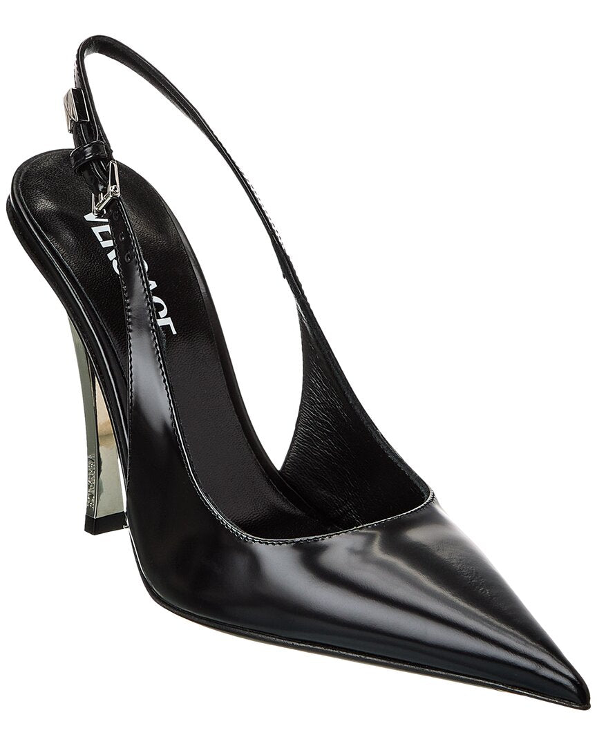 Versace Pin-Point Leather Slingback Pump Red 37