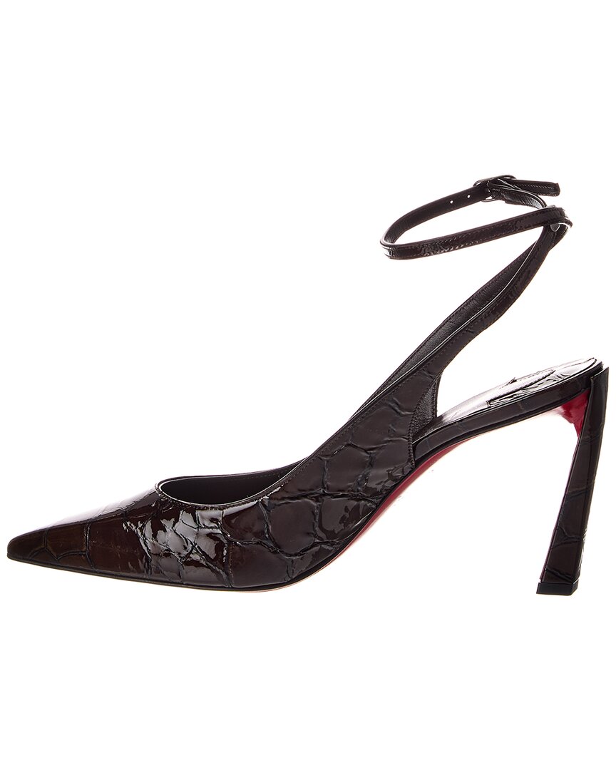 Christian Louboutin Condora Strap 85 Croc0embossed Patent Pump
