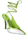 The Attico Ankle Wrap Leather Pump Green
