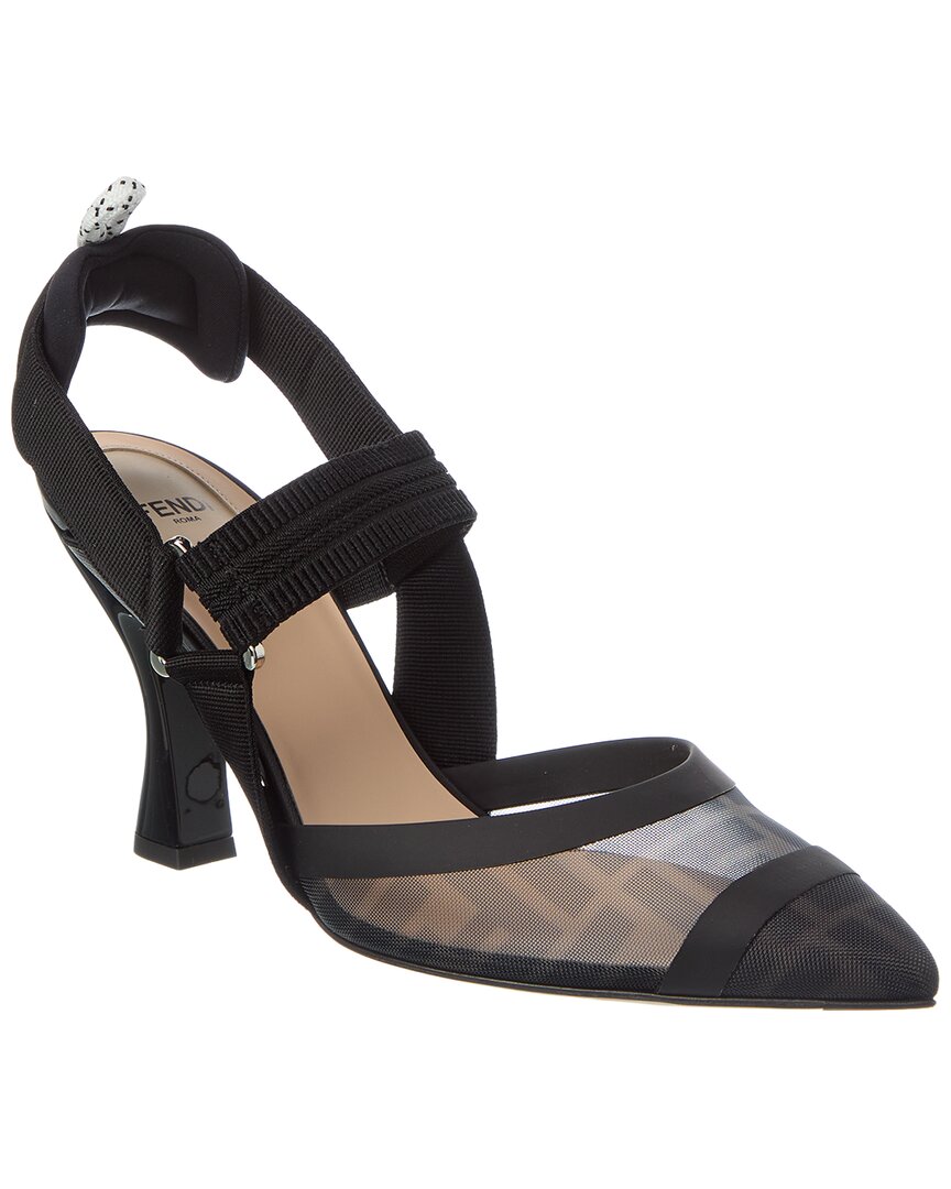 Fendi Colibri Ff Mesh & Leather Slingback Pump