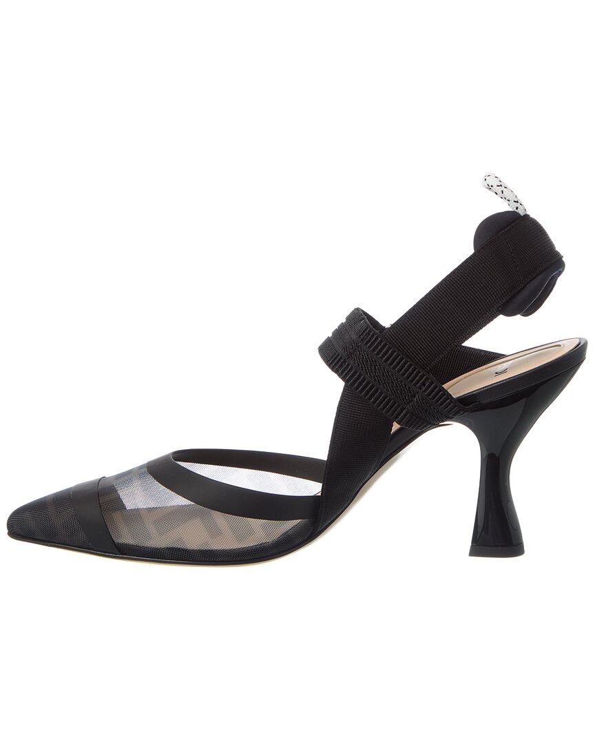 Fendi Colibri Ff Mesh & Leather Slingback Pump