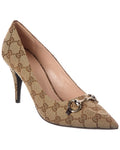 Gucci Horsebit Canvas & Leather Pump