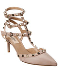 Valentino Rockstud Caged 65 Leather Ankle Strap Pump