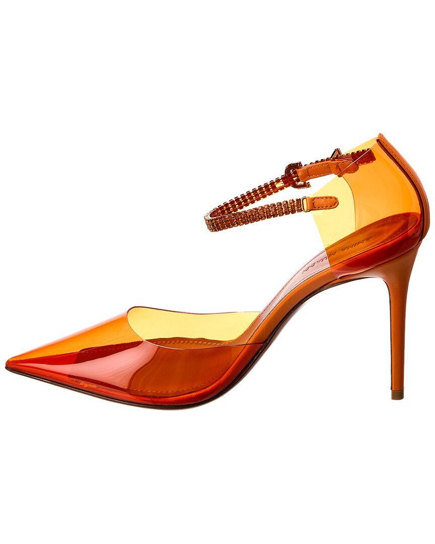 Amina Muaddi Ursina Vinyl & Leather Pump
