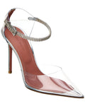 Amina Muaddi Ursina Vinyl & Leather Pump Silver