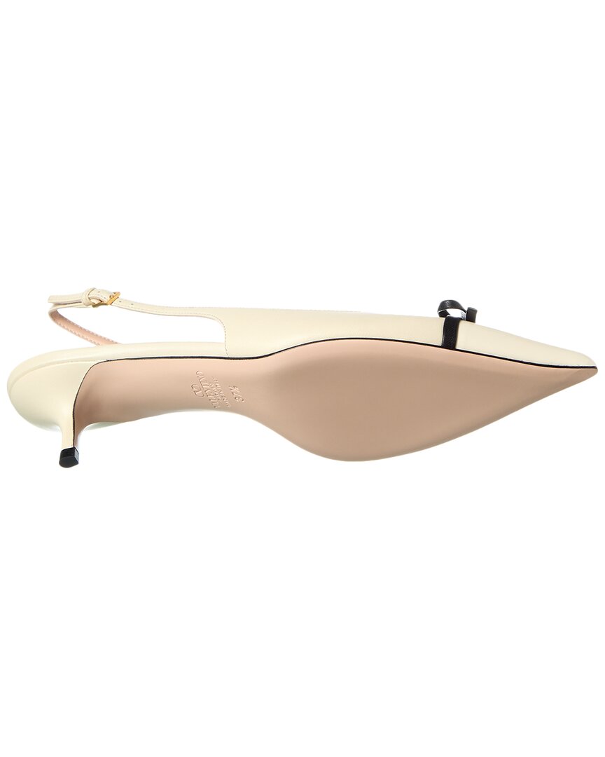 Valentino Bow Detail 45 Leather Slingback Pump