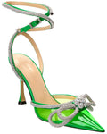 Mach & Mach Double Bow Vinyl & Leather Pump Green