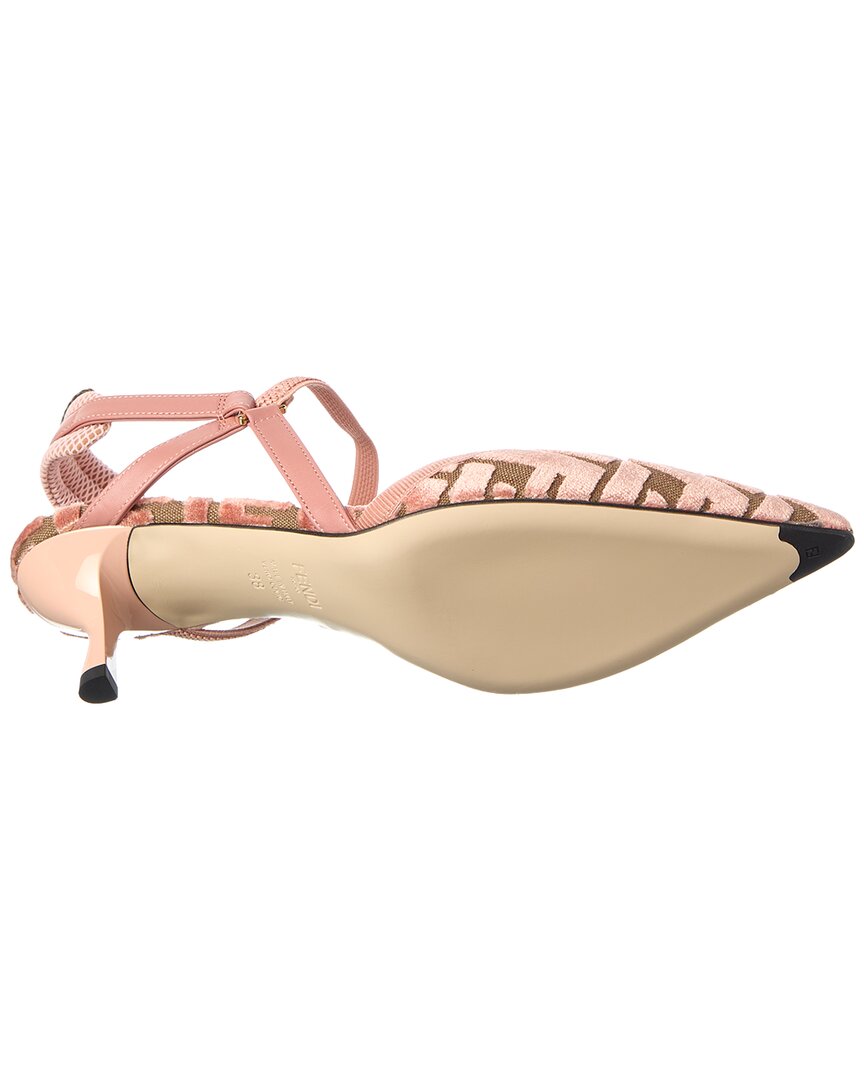 Fendi Colibri Lite Ff Jacquard Velvet Slingback Pump