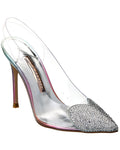 Sophia Webster Amora Vinyl & Leather Slingback Pump Silver