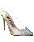 Sophia Webster Amora Vinyl & Croc-Embossed Leather Slingback Pump Green